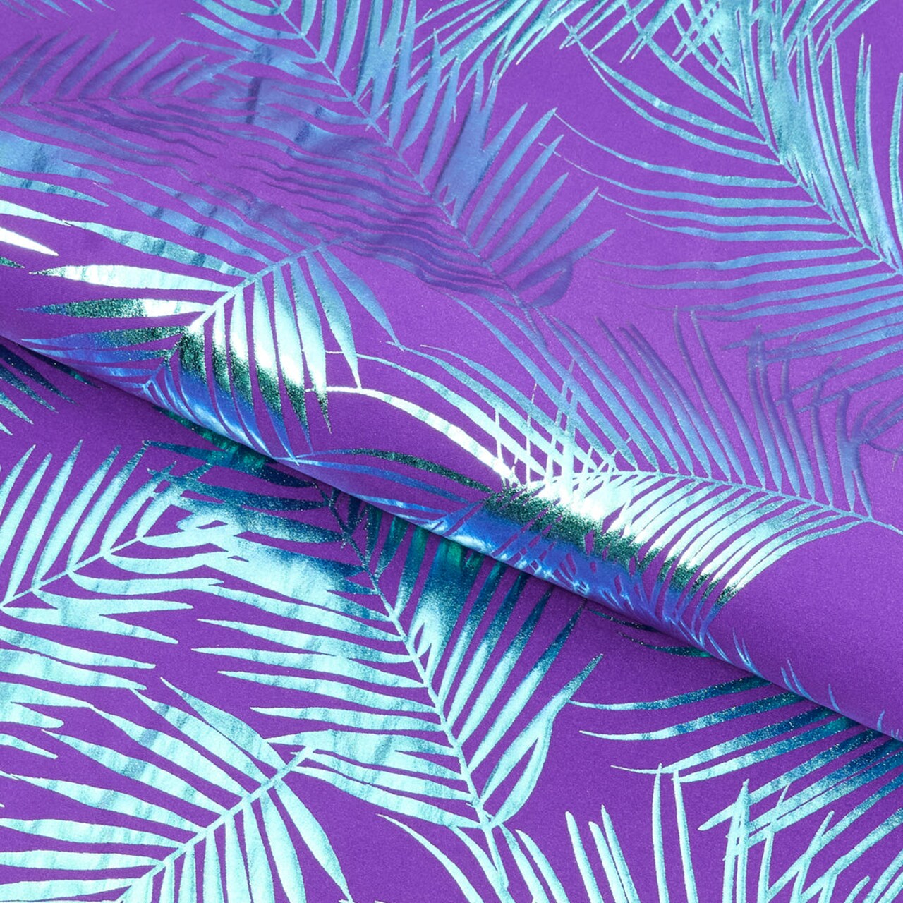 1 Yard Electric Palm Foil Printed Spandex Fabric Vibrant Stretch Matte Nylon Tricot 56 Inch Width